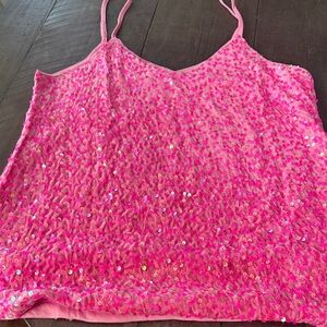 Pink Sequin Camisole Top
